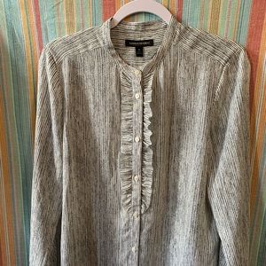 Banana Republic Black and White Striped Button Up
